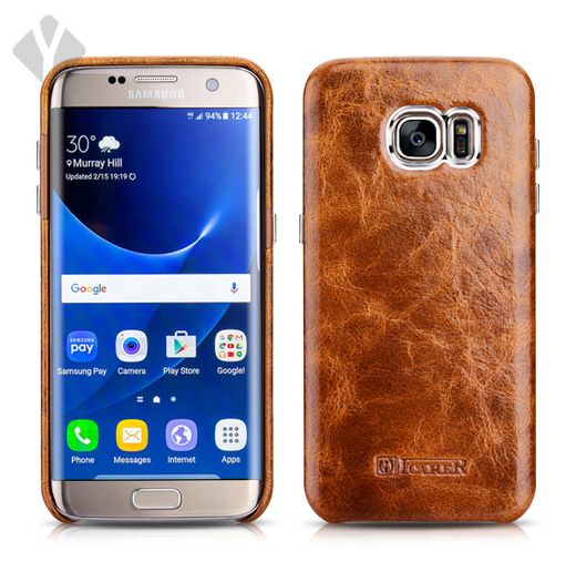 S7 Edge Vintage Oil Wax Leather Back Cover