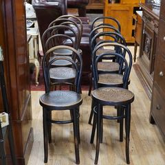 Lot of 8 Antique Bentwood Bistro Chairs, c.1900