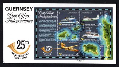 1994 Guernsey Post Office Commemorative Stamps Miniature Sheet First Day Cover (FDC)