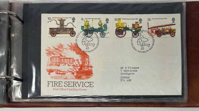 Collection of 38 Stamp First Day Covers, 1872-75 housed in Royal Mail small album with good range and including definitive values plus regionals. 38 images of contents