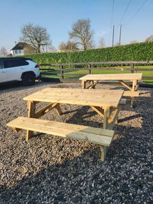 Hand crafted,pre=treated,solid wood picnic benches.