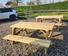 Hand crafted,pre=treated,solid wood picnic benches.
