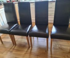 4 Brown Leather Dining Chairs