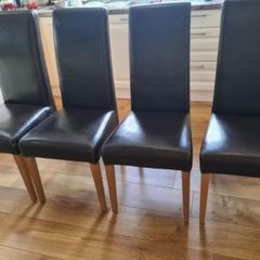 4 Brown Leather Dining Chairs
