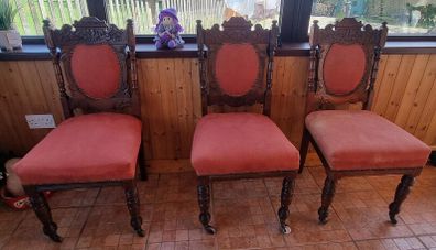 Three Edwardian Upholstered Mahogany Chairs