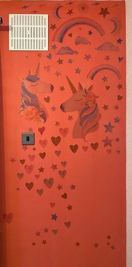 wall sticker unicorn, hearts, stars, rainbow, clouds