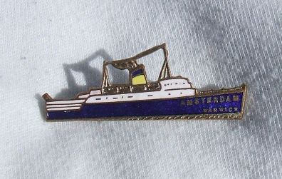 AMSTERDAM III British Railways steamship - vintage enamel badge (1950's/1960's) St. Christopher Railways Servants Orphanage, Derby (B)