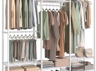 main image for ad Open Wardrobe Coat Rack Metal Coat Rack with Adjustable Shelves and Clothes Rails Hooks Heavy Duty Separable Ink Black