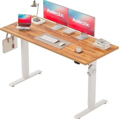 Electric Standing Desk, 150 x 60 cm Height Adjustable Sit Stand Desk with Splice Board and Memory Smart Pannel, Home Office Desks