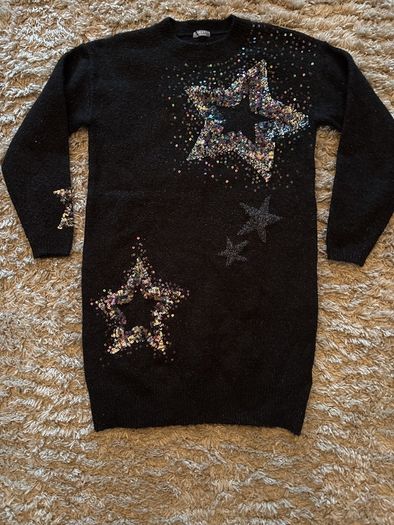Next cosy black knitted dress age 8 worn once excellent condition!