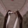 Alice Barnabe By Enjoy Brown Khaki Textured Knit Lace Trim Front-Tie Cropped Bolero Shrug Cardigan 12UK/40EU Image 3