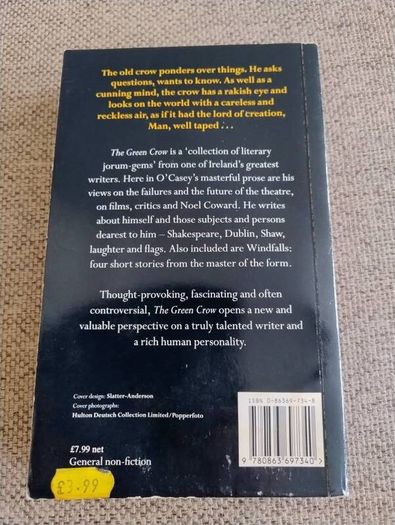 Sean O Casey The Green Crow selected writings in used condition FREE STANDARD POSTAGE INCLUDED