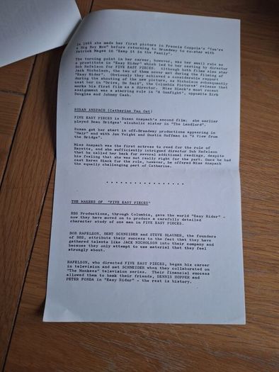 1970 Five Easy Pieces Pressbook Press Kit Photos Jack Nicholson