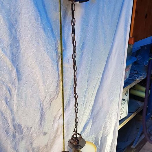 Pair of Pub Chandeliers with Shades - Reclaimed from Former Village Bar