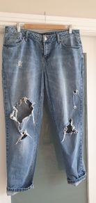 V by Very boyfriend style ripped jeans Sz 14UK (Fit 14-16UK) - Rrp 50 (New)