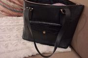 Leather M+S black tote