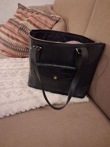 Leather M+S black tote