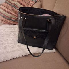 Leather M+S black tote