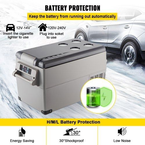 Car Refrigerator 35L Compressor Portable Small Refrigerator Refrige Car Refrigerator Freezer Vehicle Car Truck RV Boat Mini Electric Cooler Driving Travel Fishing Outdoor and Home Use