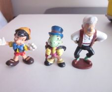Vintage Disney Pinocchio/ Giminy Cricket/ Gepetto Pvc Figures