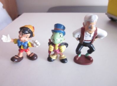 Vintage Disney Pinocchio/ Giminy Cricket/ Gepetto Pvc Figures