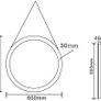 600mm Round LED Bathroom Mirror with Black Frame & Leather Strap, Touch Sensor, Anti-Fog, Dimmable 3-Colour Lighting Image 5