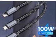 3 In 1 Transparent Super Fast Charging Cable 6A Universal with Type C Usb Micro