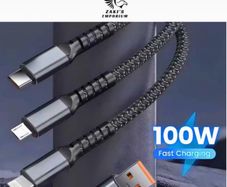 3 In 1 Transparent Super Fast Charging Cable 6A Universal with Type C Usb Micro