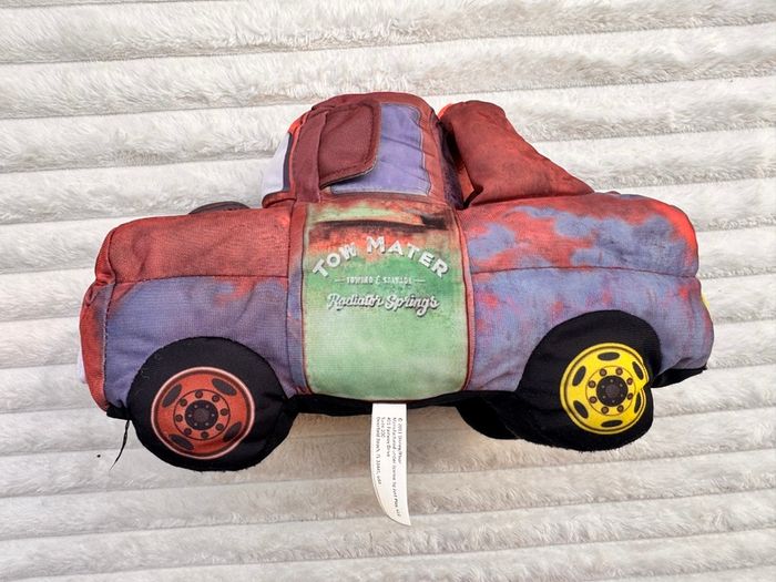 Disney Pixar Cars Mater Soft Plush Tow Truck 2011 NOT Working Nothing Inside approx. 28 cm. long Used Please see photos