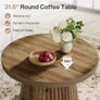 Round Coffee Table, 80 cm with Ribbed Drum Base & Wood Look Image 4