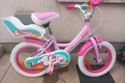 Kids unicorn bike size 14 inch wheels.