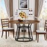 Round Dining Table 120cm with Wooden Top and Black Metal Base  Seats 4 Image 4