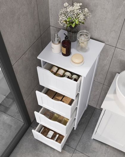 New Bathroom Floor Storage Cabinet (Matte White) FREE P&P