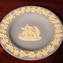 Set of Vintage Wedgwood Blue Jasperware Round Trinket Box and 3 x Small Plates Image 5