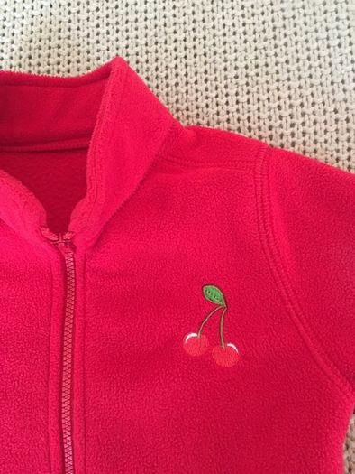 Cute Red Fleece with Cherry Mottiff 18 -24 months
