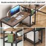 _Two-person desk with storage compartments, 94 inch extra-long double computer table with printer stand, bookshelf, large double workstation, home office table, desk Image 4