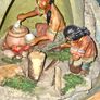 A Very Large Water Fountain Native American Teepee Camp scene Figures cooking over a Fire. Postage Available or Collection Image 2