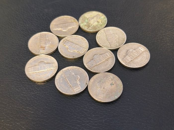 1948-1994 10 x US 5 Cent Coins Nickels Jefferson Lot