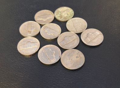1948-1994 10 x US 5 Cent Coins Nickels Jefferson Lot