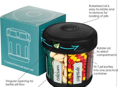 Pill/Vitamin Organiser and Dispenser
