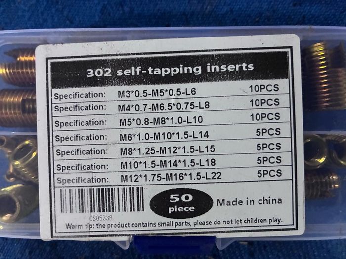 2 boxes threaded inserts