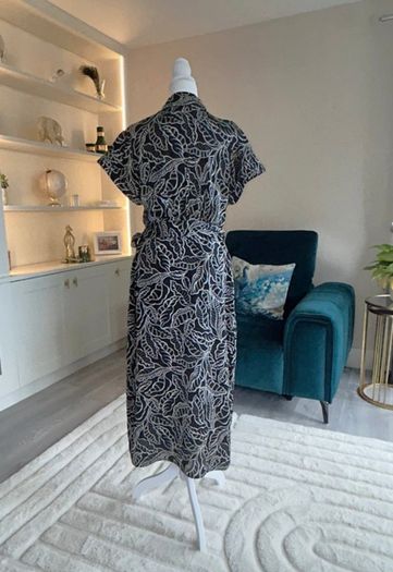 Ladies Short-sleeved Black and White Wrap Shirt Dress from Mango