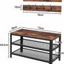 Shoe Bench with Coat Rack Hanger, Hall Tree, Entryway Shoe Rack with 9 Hooks and Shelf, Coat Stand, Sturdy and Easy Assembly, Hallway Coat Hat Bag Hanging Organizer, Rustic Brown Image 4