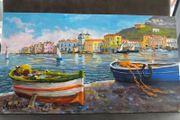 Original Italian harbour painting