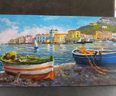 Original Italian harbour painting
