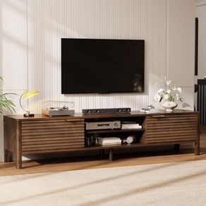 180cm Wooden TV Stand Cabinet with Storage and Adjustable Shelves Walnut