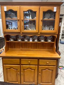 Traditional solid oak display cabinet