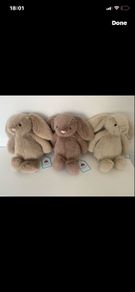 New Jellycat Set Of 3 Flufflet Oat Fawn & Wheat Bunnys