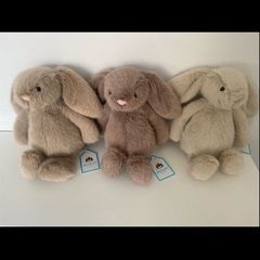 New Jellycat Set Of 3 Flufflet Oat Fawn & Wheat Bunnys