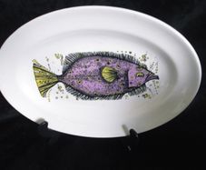 Vintage Fish platter, Fish, display plate, Washington Pottery   Aquarius Fish series.
